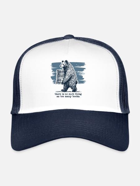 Retro Book Design Funny Book Lover Saying - Trucker Cap - white/navy - Front