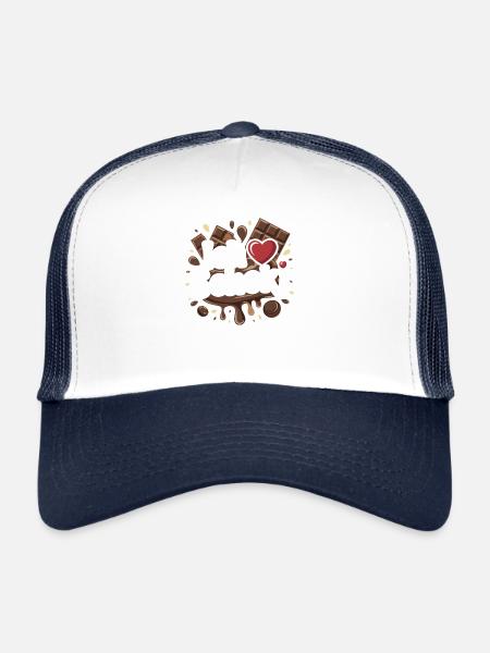 Chocolate I love chocolate - Trucker Cap - white/navy - Front