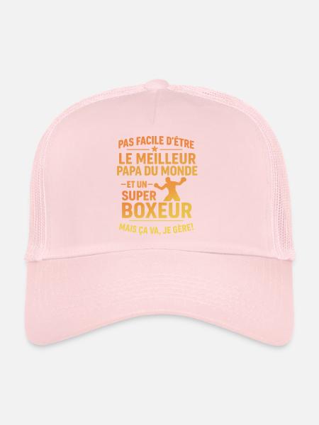 Papa boxeur cadeau fête des pères Noël Boxe - Casquette trucker  - rose pâle - Devant