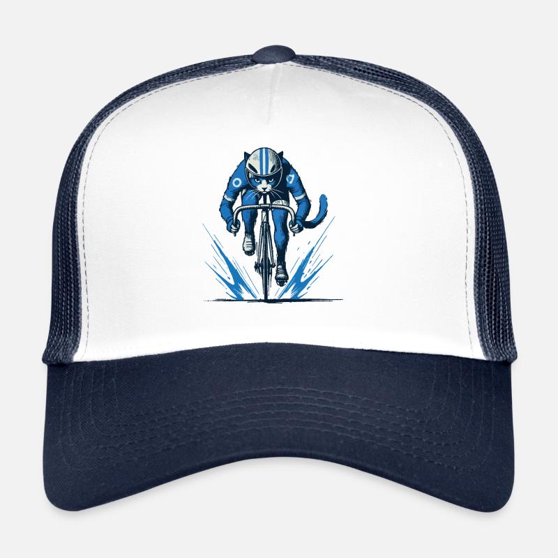 Sporty bicycle motif with cat for Trucker Cap