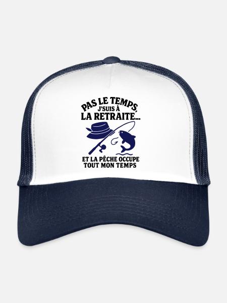 Retraite & pêche - Casquette trucker  - blanc/marine - Devant