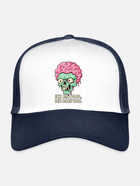 Je suis papa, j’ai le droit d’avoir le zombie - Casquette trucker  - blanc/marine - Devant