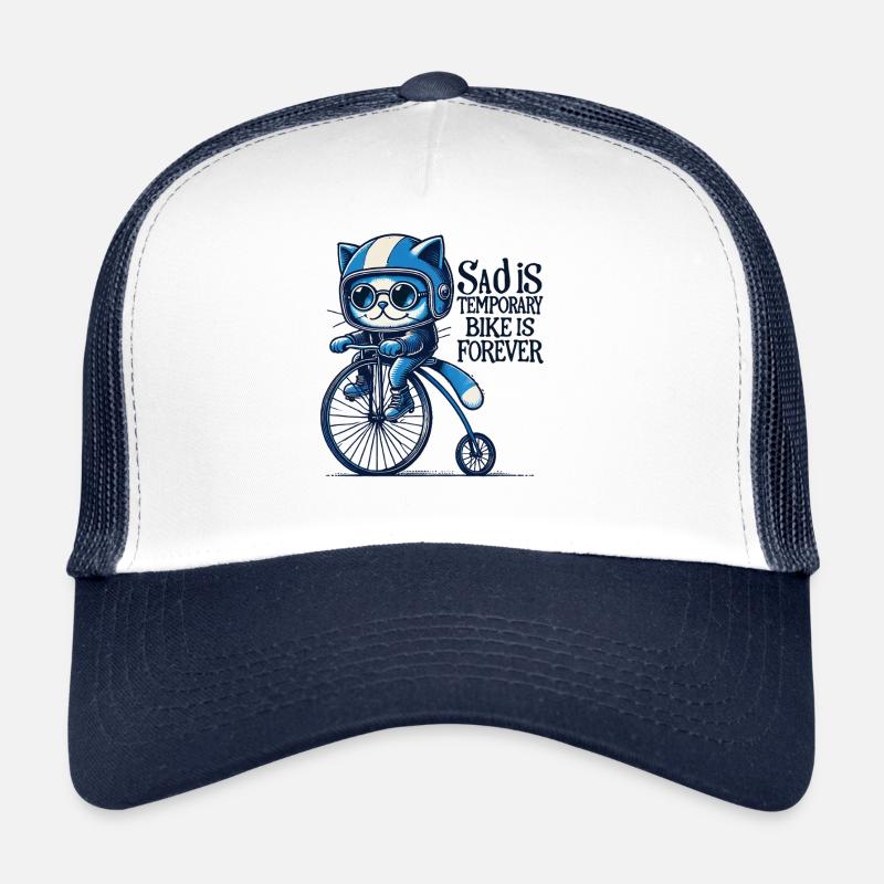 Katzen Fahrrad Design mit Spruch für Radfahrende - Trucker Cap - Weiß/Navy