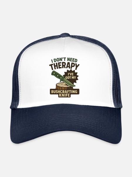 Prepper Survival Bushcrafting Knife Therapy - Trucker Cap - white/navy - Front