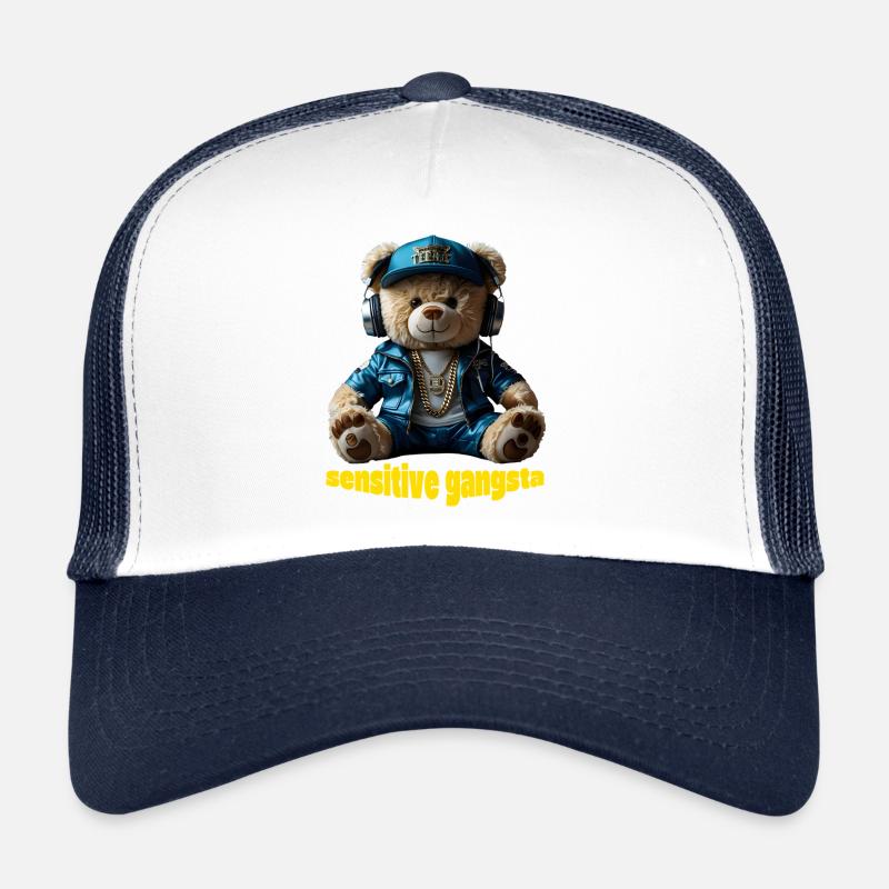 Funny Teddy Bear  Sensitive Gangsta Trucker Cap