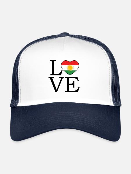 Drapeau du Kurdistan Bakur Bashur Rojava Rojhlt Newroz - Casquette trucker  - blanc/marine - Devant