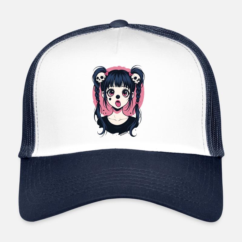 Kawaii Skull Haar Zöpfe Gothic Mädchen Trucker Cap