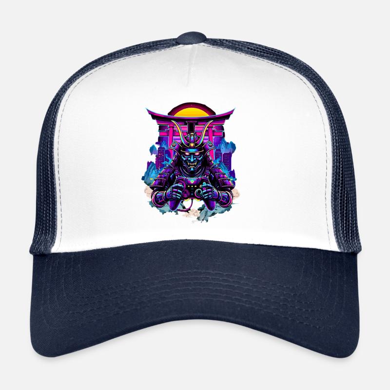Manette de jeu Samurai Mask Sythwave gaming Casquette trucker 