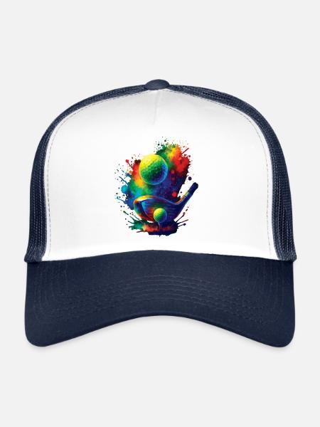 Golf Art - Vibrant Illustration for Golfer - Trucker Cap - white/navy - Front