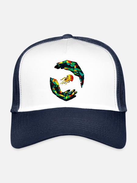 Geometric jellyfish ring - Trucker Cap - white/navy - Front