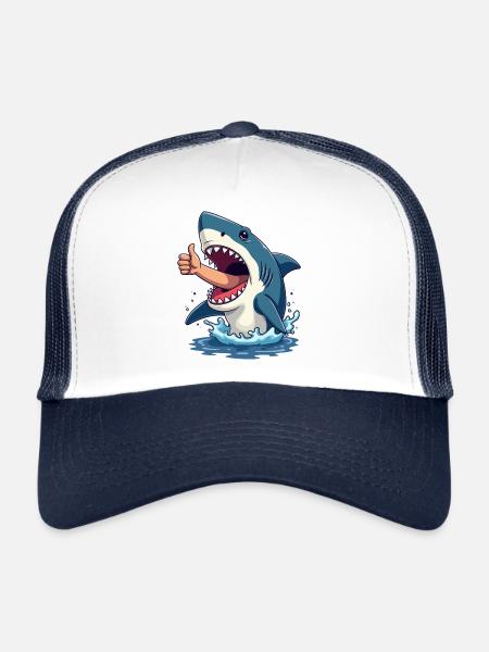 Bonne chance à l’humour de requin - Casquette trucker  - blanc/marine - Devant