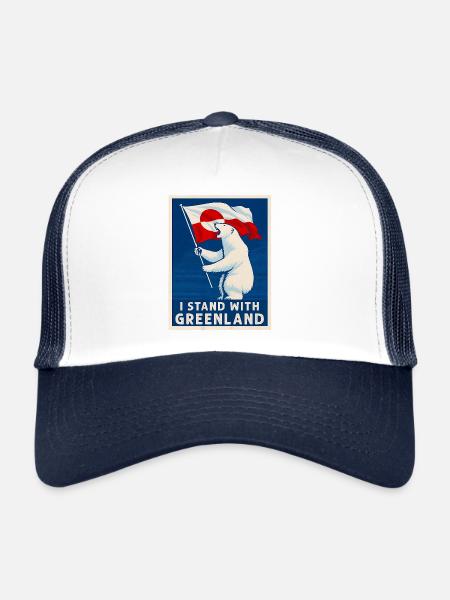 Je me tiens aux côtés des Groenlandais de l’Ours du drapeau du Groenland - Casquette trucker  - blanc/marine - Devant