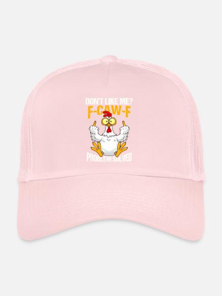 F-CAW-F Problème du poulet ne m’aime pas Résolu - Casquette trucker  - rose pâle - Devant
