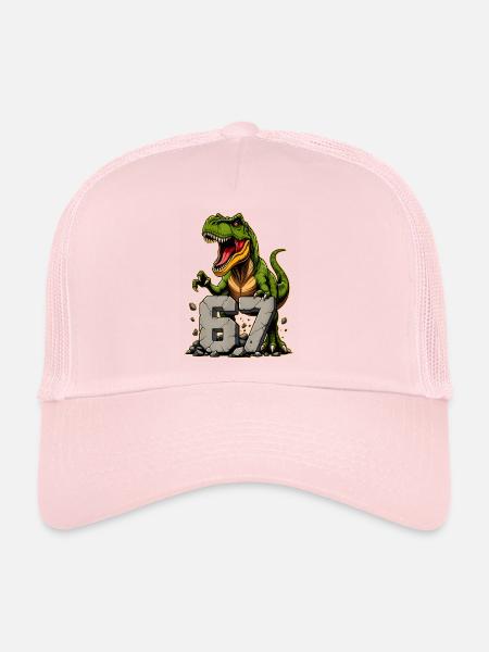 Mème T-Rex Dinosaure Drôle Six Seven - Casquette trucker  - rose pâle - Devant