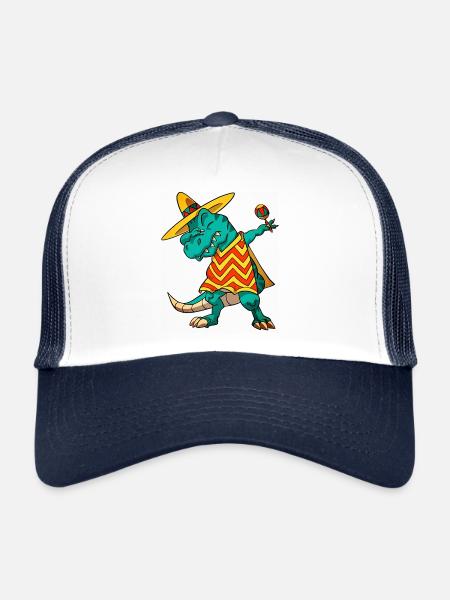 Dabbing T-rex Dinosaur Cinco De Mayo Fiesta 2026 - Trucker Cap - white/navy - Front