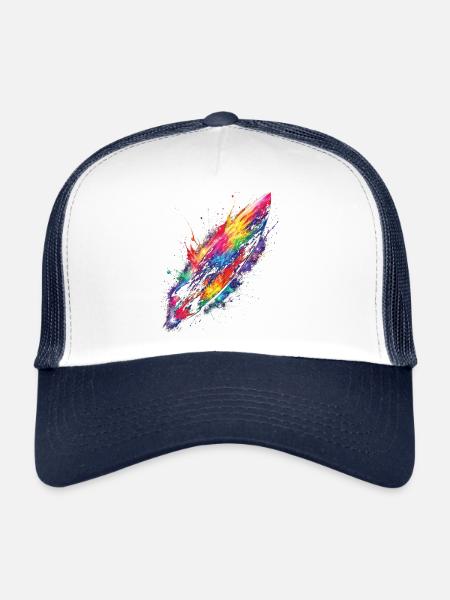 Planche de surf colorée - Casquette trucker  - blanc/marine - Devant