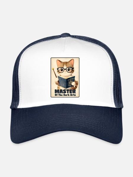 Le Maître des Chats Drôles des Arts des Nerds - Casquette trucker  - blanc/marine - Devant