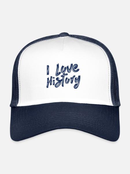 J’aime l’histoire historienne historienne - Casquette trucker  - blanc/marine - Devant