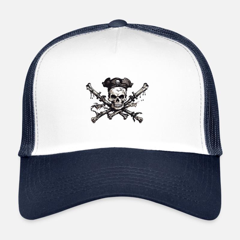 Pirate Flag Skull Buccaneer Halloween Design Trucker Cap