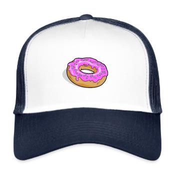 Donut mit rosa Zucker - Trucker Cap - Weiß/Navy - Vorne