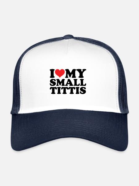 Small Boobs Titties Tits Boobs Breast Satire - Trucker Cap - white/navy - Front