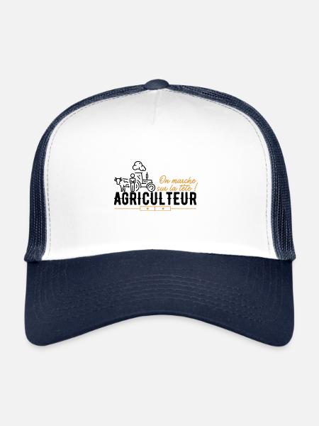 agriculteur, agriculture, paysan, fermier - Casquette trucker  - blanc/marine - Devant