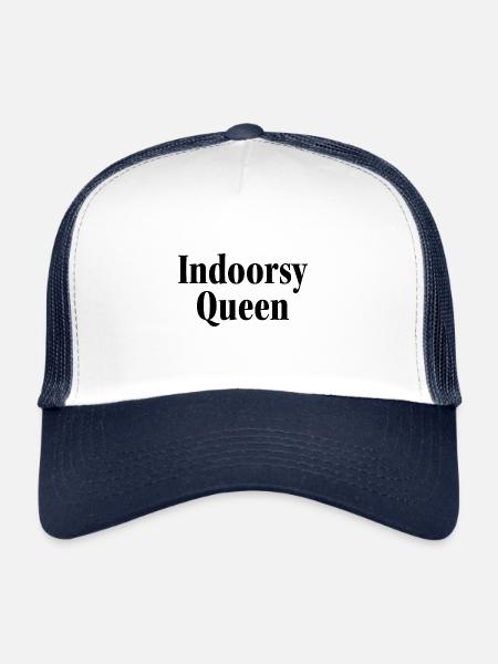 Indoorsy Queen Home Office Remote Work - Trucker Cap - Weiß/Navy - Vorne