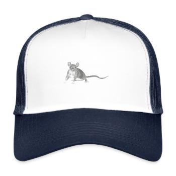 Ratte Maus Nagetier Tier - Trucker Cap - Weiß/Navy - Vorne