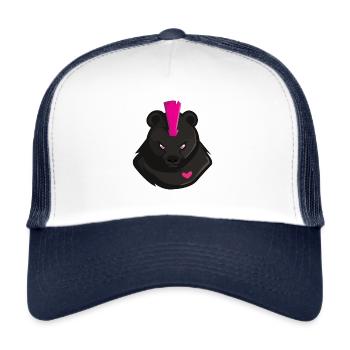 Ours Punk coeur bande dessinée Art Maléfique cadeau - Casquette trucker  - blanc/marine - Devant