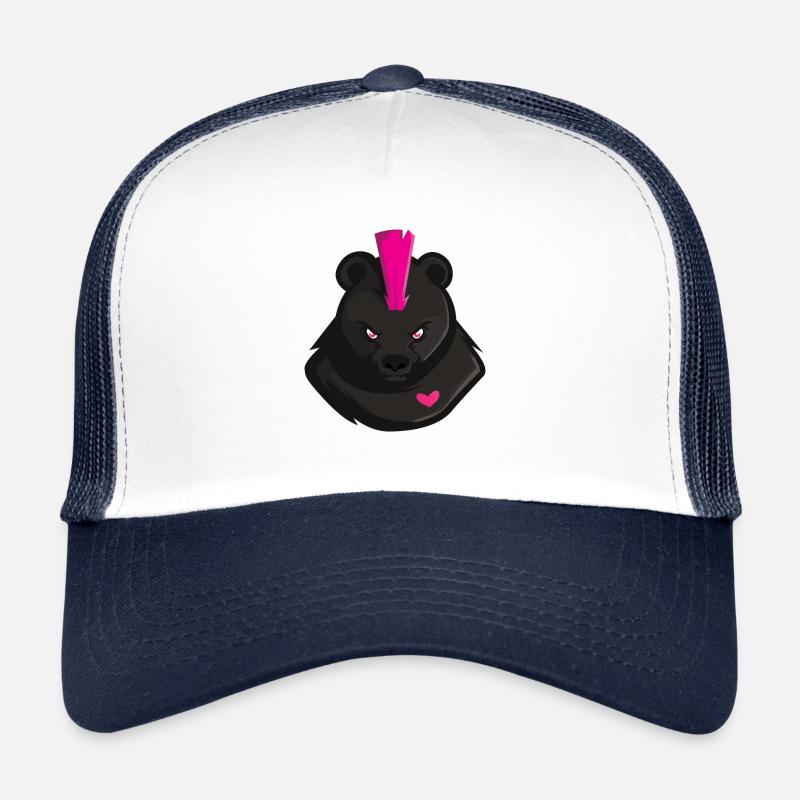 Bär Punk Herz Comic Art Böser Blick Geschenk Trucker Cap