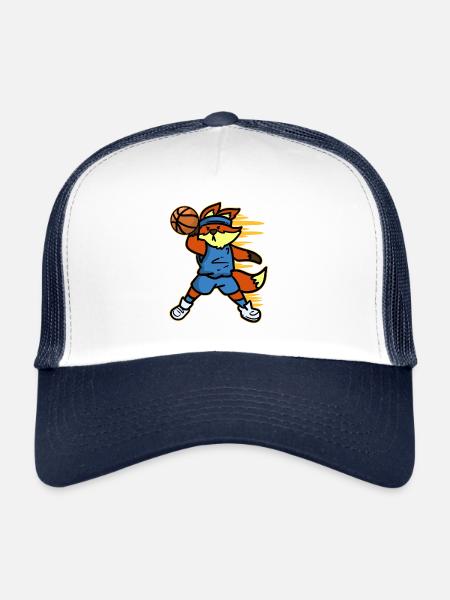 Basketball Fox Player Zoo Sports Ball Sports - Trucker Cap - white/navy - Front
