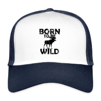 Randonnée nature sauvage orignal - Casquette trucker  - blanc/marine - Devant