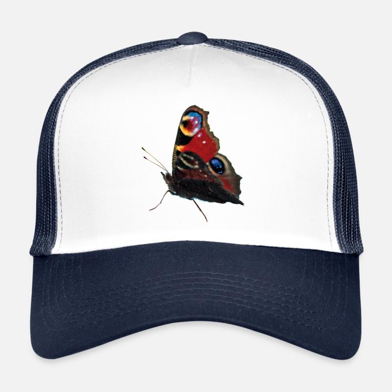 Oeil de paon papillon - Casquette trucker  - blanc/marine