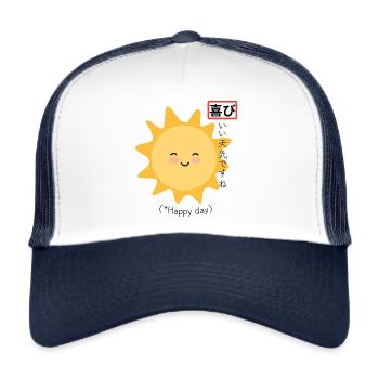 Happy day ! - Casquette trucker  - blanc/marine - Devant
