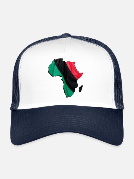 Carte du drapeau panafricain en Afrique - Casquette trucker  - blanc/marine - Devant