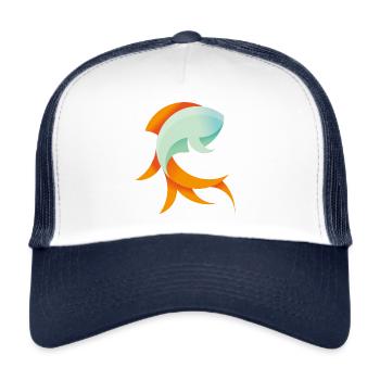 Fish Fish Zodiac Gift Fishing Ocean - Trucker Cap - white/navy - Front
