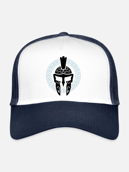 casque spartan symbole spartan sparta - Casquette trucker  - blanc/marine - Devant