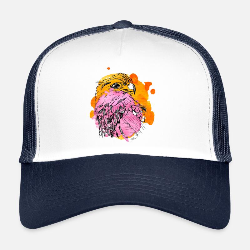 Handgezeichneter Adler mit Farben, Vintage Style - Trucker Cap - Weiß/Navy