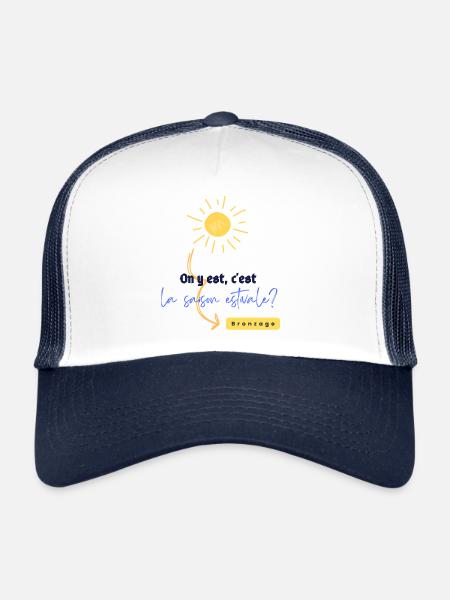 On y est, c'est la période estivale. - Casquette trucker  - blanc/marine - Devant
