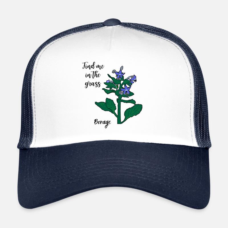 Trouvez-moi dans l’herbe... bourrache - Casquette trucker  - blanc/marine