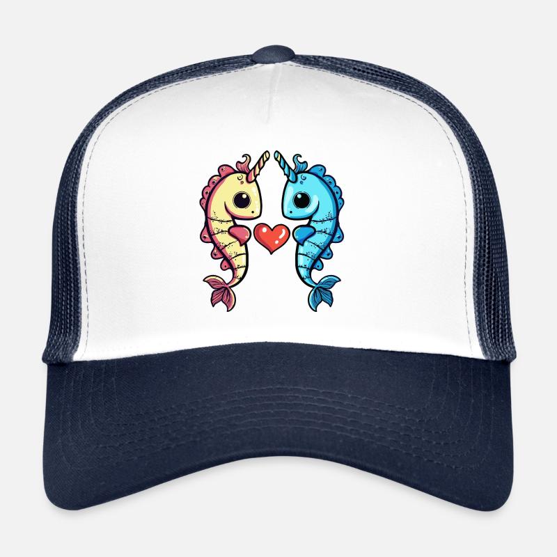 Hippocampe Couple Coeur Casquette trucker 