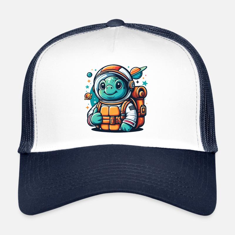 Weltraum Schildkröte - Trucker Cap - Weiß/Navy