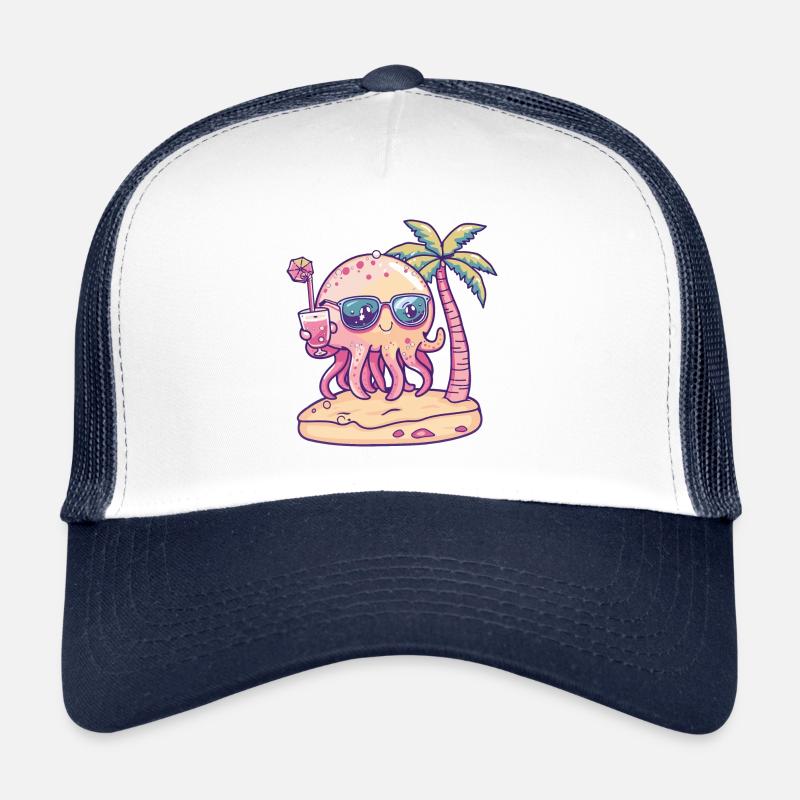 Qualle Sommer Urlaub - Trucker Cap - Weiß/Navy