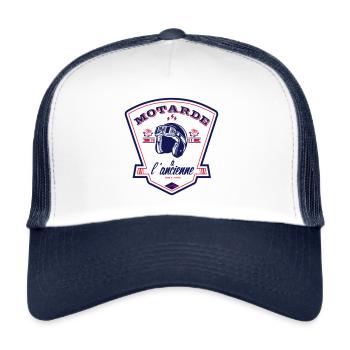 Motarde à l'ancienne - Casquette trucker  - blanc/marine - Devant