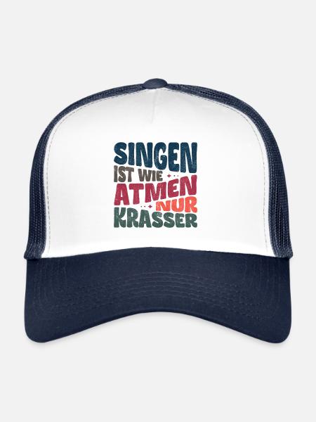 Chanter, c’est comme respirer, mais en plus flagrant - Casquette trucker  - blanc/marine - Devant