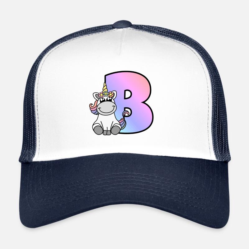 Einhorn Buchstabe B - Trucker Cap - Weiß/Navy