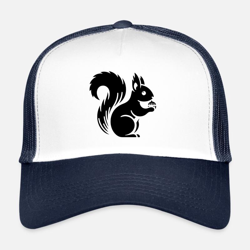 Minimalist Squirrel Silhouette with Nut Trucker Cap