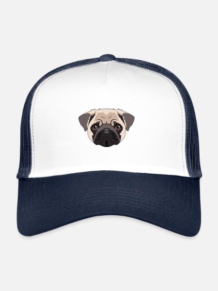 Carlin chien carlin chien cadeau homme race - Casquette trucker  - blanc/marine - Devant