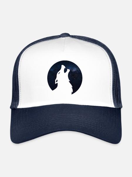 Wolf silhouette Galaxy - Trucker Cap - white/navy - Front