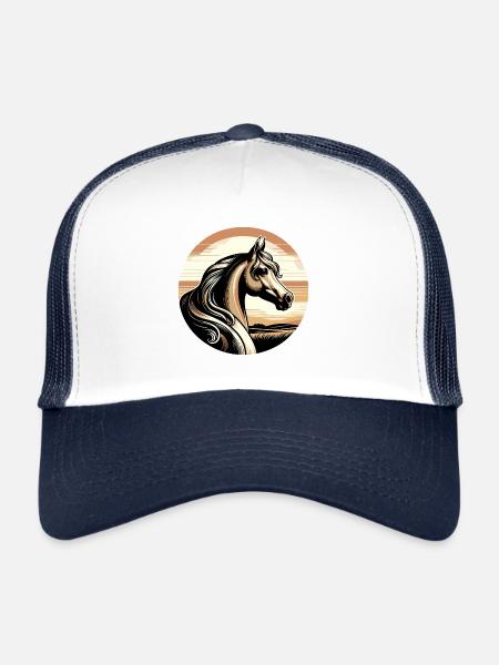 Art du cheval arabe - Casquette trucker  - blanc/marine - Devant